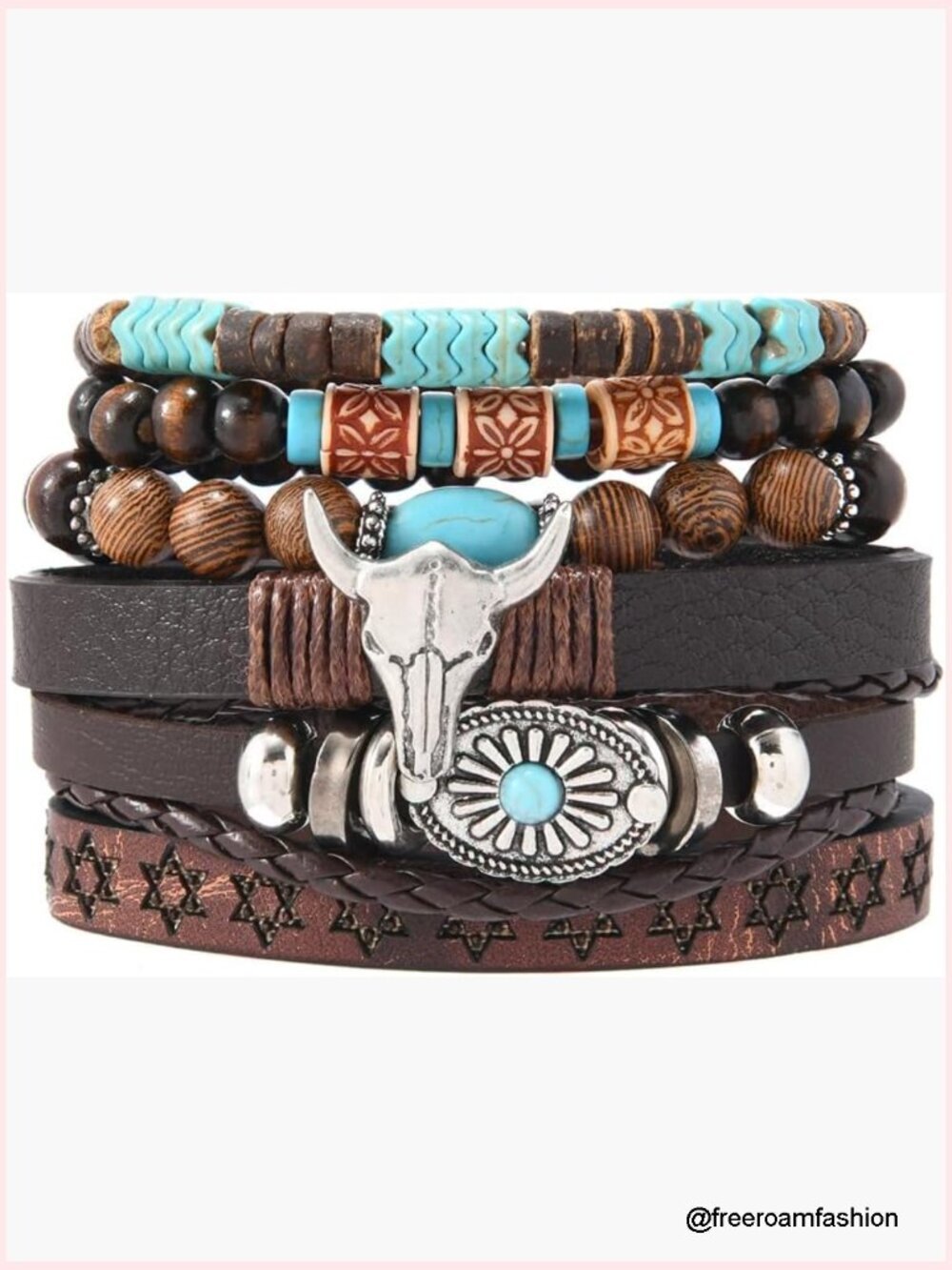 Turquoise Beaded Western Stackable Bracelet Boho Cowgirl Jewelry